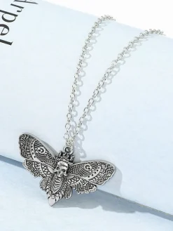 Halloween Moth Skull Pendant Necklaces