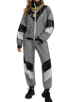 Halloween 80s Disco Glitter Jacket Pants Sets
