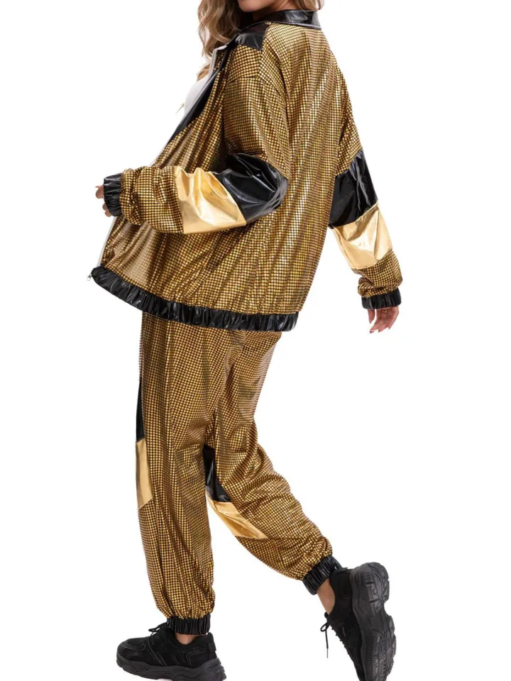 Halloween 80s Disco Glitter Jacket Pants Sets