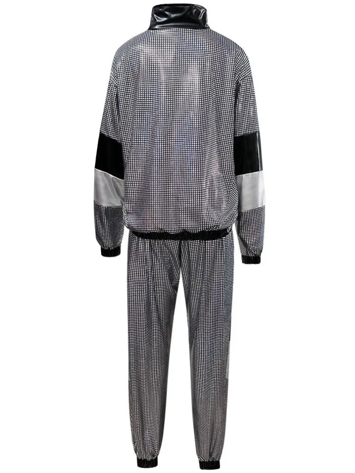Halloween 80s Disco Glitter Jacket Pants Sets