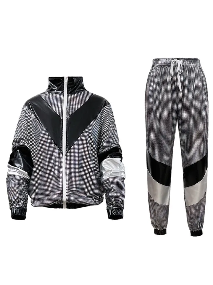 Halloween 80s Disco Glitter Jacket Pants Sets
