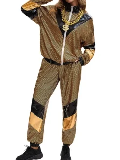 Halloween 80s Disco Glitter Jacket Pants Sets