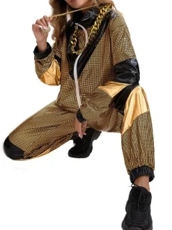 Halloween 80s Disco Glitter Jacket Pants Sets
