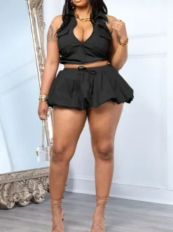 Halter Backless Crop Top Mini Skirt Set