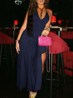 Halter Backless Maxi Skirt Set