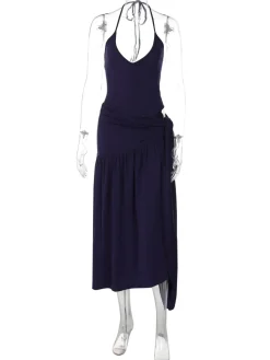 Halter Backless Maxi Skirt Set