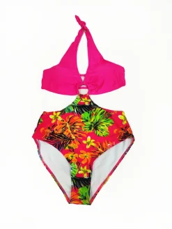 Halter Neck Floral Print Bodycon Swimsuit