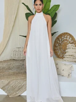 Halter Neck Sleeveless Backless Wide Leg Jumpsuit