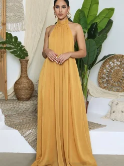 Halter Neck Sleeveless Backless Wide Leg Jumpsuit