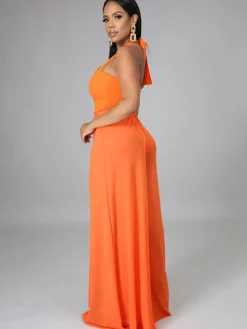 Halter Neck Strap Sheer Mesh Wide Leg Jumpsuit