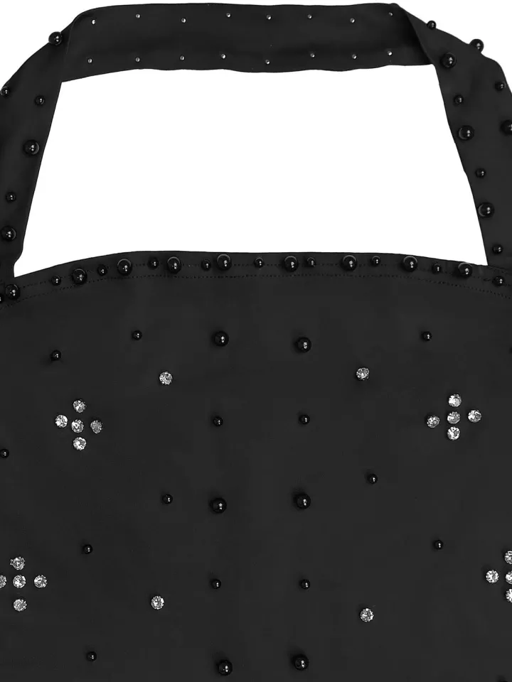 Halter Rhinestone Bead Maxi Dress