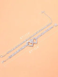 Heart Rhinestone Glitter Anklets