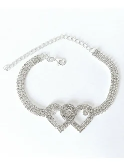 Heart Rhinestone Glitter Anklets