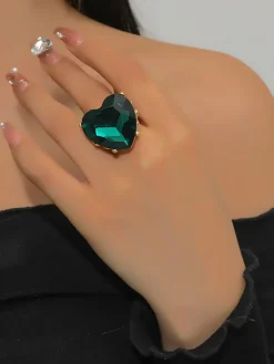 Heart Shape Retro Imitation Gemstone Ring