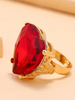 Heart Shape Retro Imitation Gemstone Ring