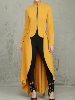 High Low Irregular Zipper Front Tunic Top