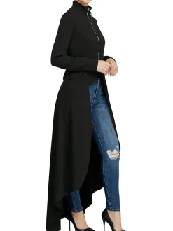 High Low Irregular Zipper Front Tunic Top