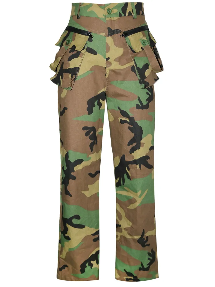 High Waist Camouflage Cargo Pants