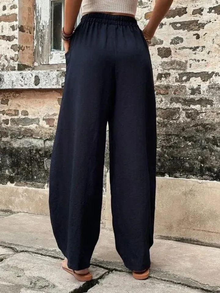 High Waisted Straight Leg Pants with Pockets