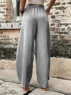 High Waisted Straight Leg Pants with Pockets