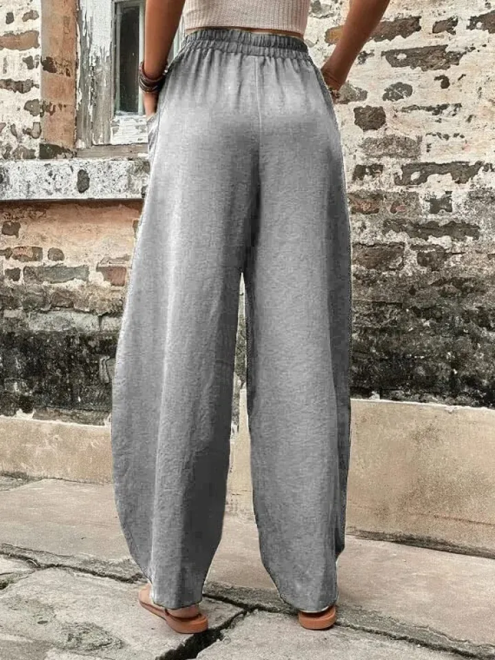 High Waisted Straight Leg Pants with Pockets