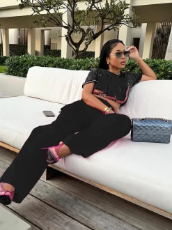 High Wasited Wide Leg Pants with Pockets