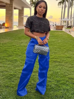 High Wasited Wide Leg Pants with Pockets