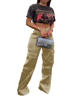 High Wasited Wide Leg Pants with Pockets