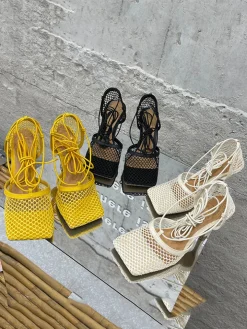 Hollow Out Crossed Straps High Heel Sandal