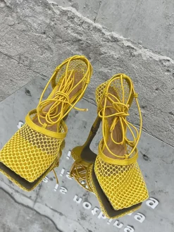 Hollow Out Crossed Straps High Heel Sandal