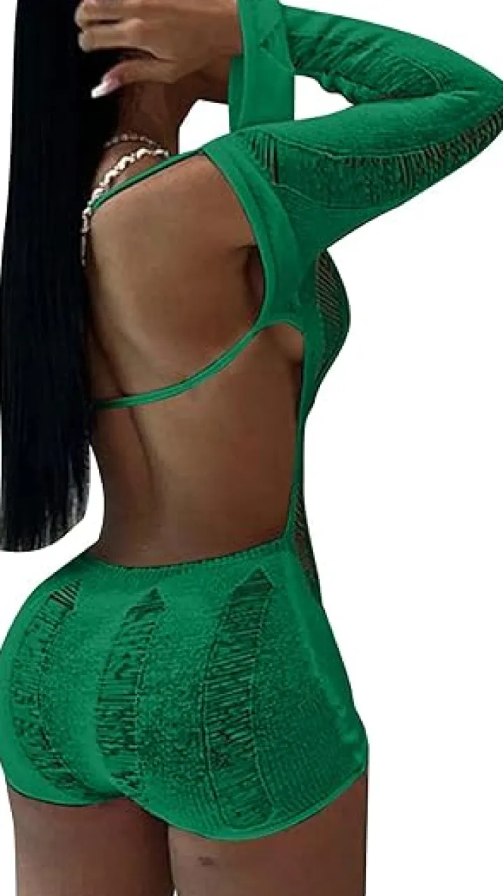 Hollow Out Backless Off Shoulder Bodycon Short Jumpsuit