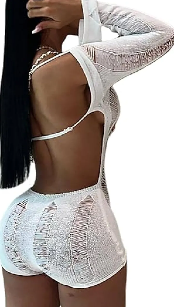 Hollow Out Backless Off Shoulder Bodycon Short Jumpsuit