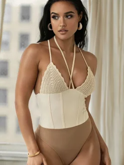 Hollow Out Backless Spaghetti Strap Knit Skirt Set