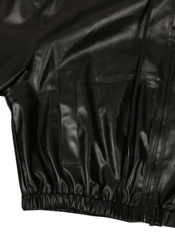 Hooded PU Leather Jacket Shorts Set