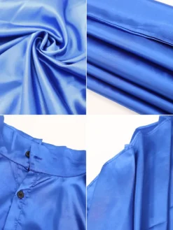 Irregular Loose Batwing Sleeve Silky Button-Up Blouse