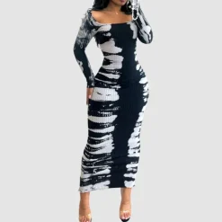 Knit High Elastic Tie Dye Dress