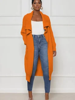 Knit Long Sleeve Solid Bodycon Cardigan