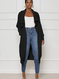 Knit Long Sleeve Solid Bodycon Cardigan