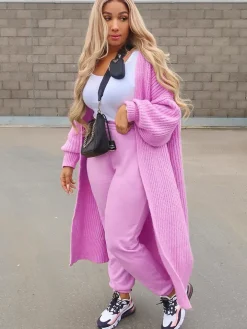 Knit Long Sleeves Open Front Cardigan