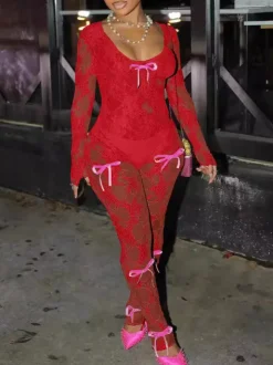 Lace Bowknot Jumpsuit