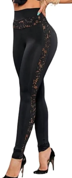 Lace Patchwork High Waisted Long Pants