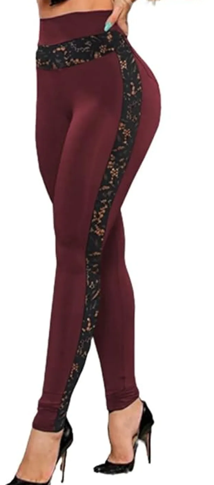 Lace Patchwork High Waisted Long Pants