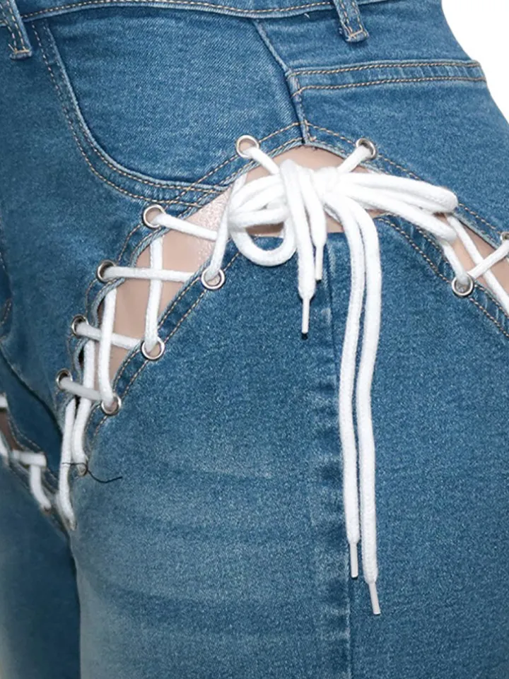 Lace-Up Denim Jeans