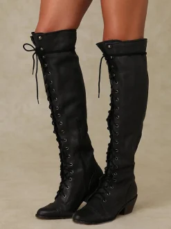 Lace-Up Over-the-Knee Boots
