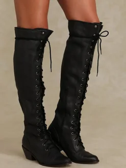 Lace-Up Over-the-Knee Boots