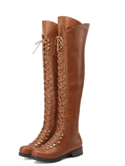 Lace-Up Over-the-Knee Riding Boots