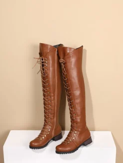 Lace-Up Over-the-Knee Riding Boots