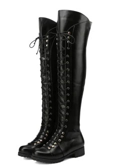 Lace-Up Over-the-Knee Riding Boots