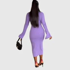 Lapel Bodycon Maxi Dress