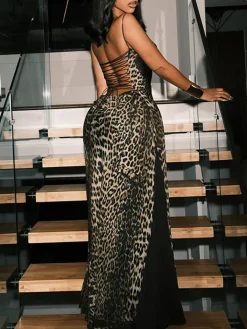 Leopard Lace Patchwork Dress